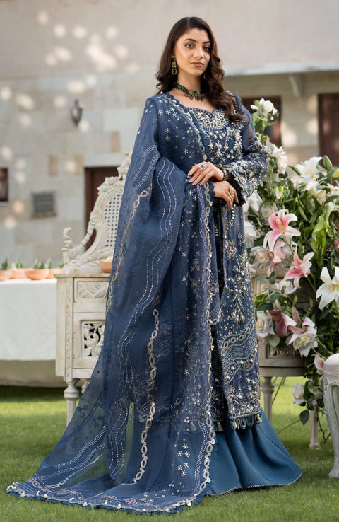 Elaf - Celebrations by Elaf Embroidered Organza Suit Unstitched 4 Piece - Formal Collection - aubranz.com