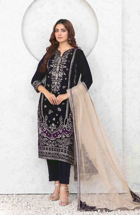 Tawakkalfabrics - VELVET REVERIE BY TAWAKKAL EMBROIDERED SUITS UNSTITCHED 3 PIECE - WINTER COLLECTION - aubranz.com