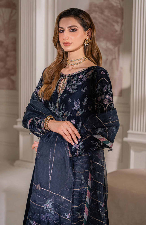 Baroque - EMBROIDERED VELVET COLLECTION'24 BY BAROQUE UNSTITCHED 3 PIECE SUIT WINTER COLLECTION - aubranz.com