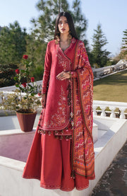 Hussainrehar - Hussain Rehar Winter Shawl'24 Embroidered Suits Unstitched 3 Piece - Winter Collection - aubranz.com