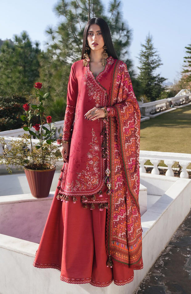 Hussainrehar - Hussain Rehar Winter Shawl'24 Embroidered Suits Unstitched 3 Piece - Winter Collection - aubranz.com
