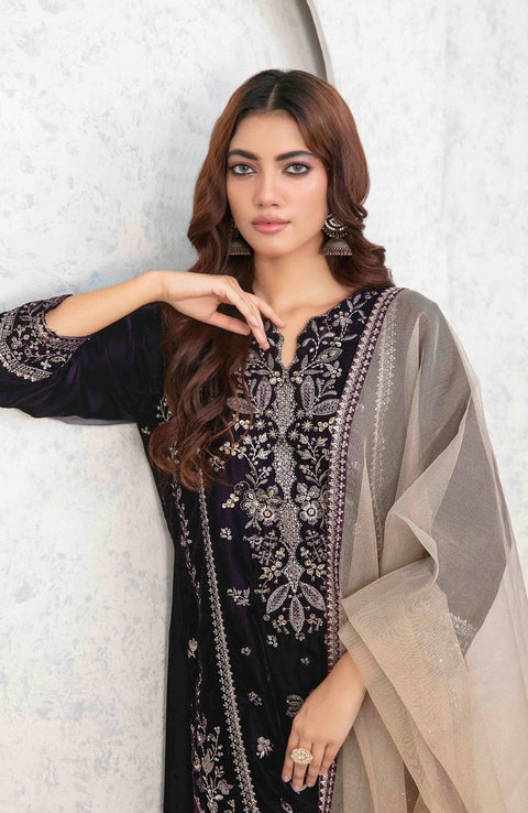 Tawakkalfabrics - VELVET REVERIE BY TAWAKKAL EMBROIDERED SUITS UNSTITCHED 3 PIECE - WINTER COLLECTION - aubranz.com