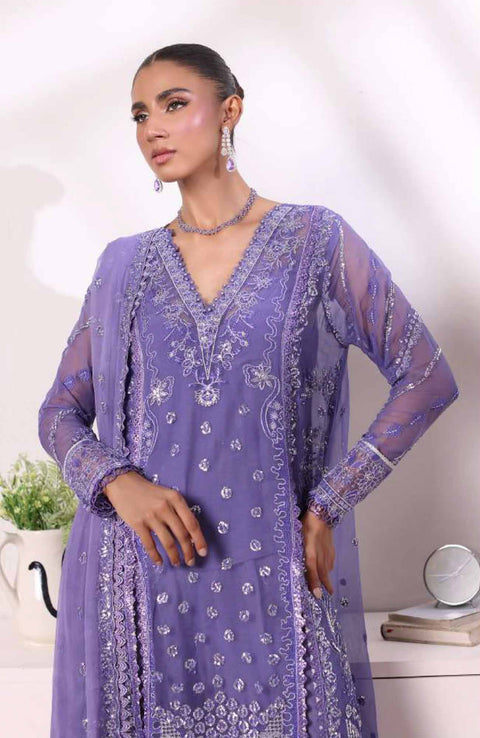 Sadiaasad - De Luxe'24 Noor By Saadia asad Embroidered Chiffon Suit Unstitched 3 Piece - aubranz.com
