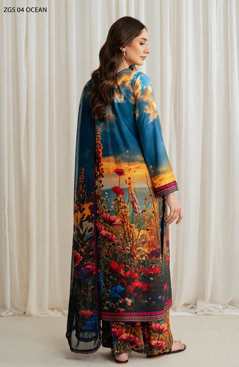Zarif - Prints by Zarif Georgette Silk'24 Unstitched 3 Piece - WINTER COLLECTION - aubranz.com