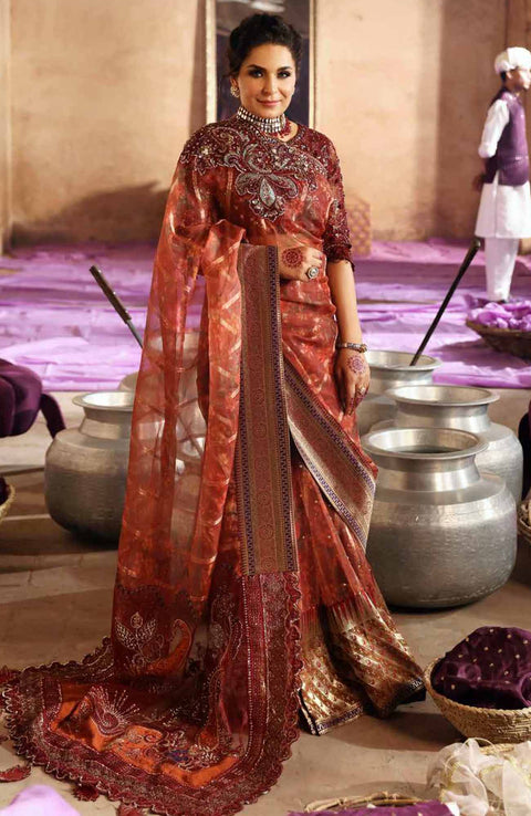 Nureh - Jhoomro By Nureh Embroidered Organza Suit Unstitched 3 Piece - aubranz.com