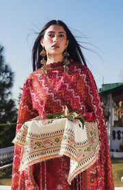 Hussainrehar - Hussain Rehar Winter Shawl'24 Embroidered Suits Unstitched 3 Piece - Winter Collection - aubranz.com
