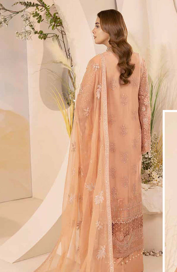 Lavish - Pareesa Chiffon Collection'24 By Lavish Embroidered Suit Unstithced 3 Piece - aubranz.com