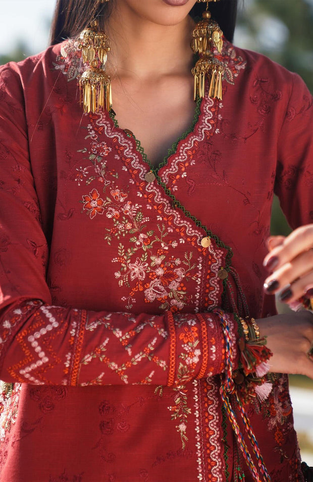 Hussainrehar - Hussain Rehar Winter Shawl'24 Embroidered Suits Unstitched 3 Piece - Winter Collection - aubranz.com