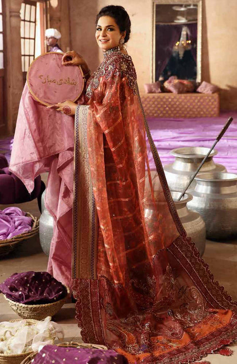 Nureh - Jhoomro By Nureh Embroidered Organza Suit Unstitched 3 Piece - aubranz.com