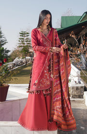 Hussainrehar - Hussain Rehar Winter Shawl'24 Embroidered Suits Unstitched 3 Piece - Winter Collection - aubranz.com