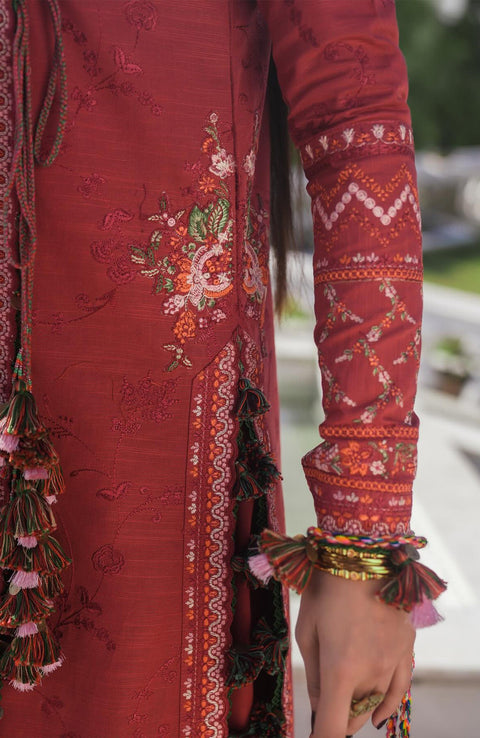 Hussainrehar - Hussain Rehar Winter Shawl'24 Embroidered Suits Unstitched 3 Piece - Winter Collection - aubranz.com