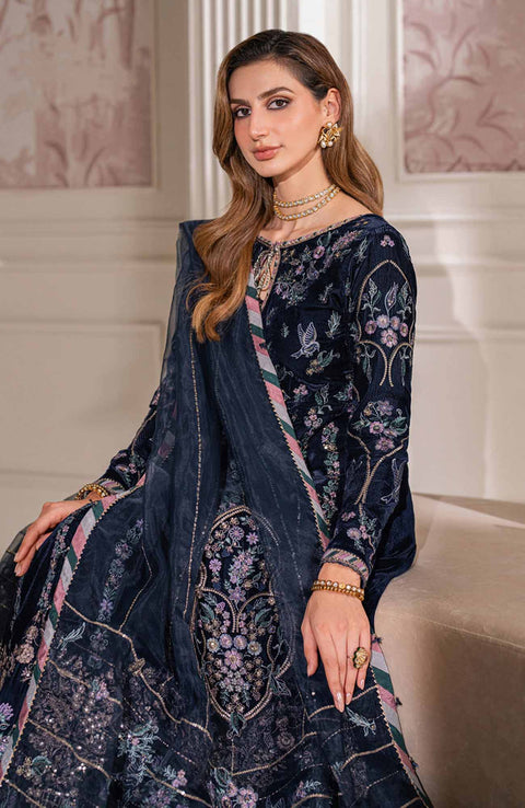 Baroque - EMBROIDERED VELVET COLLECTION'24 BY BAROQUE UNSTITCHED 3 PIECE SUIT WINTER COLLECTION - aubranz.com