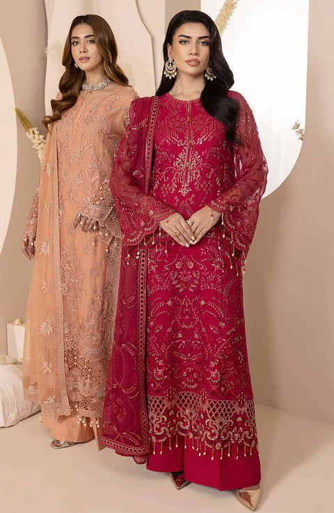 Lavish - Pareesa Chiffon Collection'24 By Lavish Embroidered Suit Unstithced 3 Piece - aubranz.com