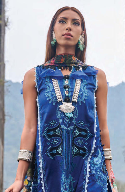 Ansab Jahangir - Zoha Luxury By Ansab Jahangir Embroidered Lawn Suit Unstitched 3 Piece AJZL24L 08 - Summer Collection - aubranz.com