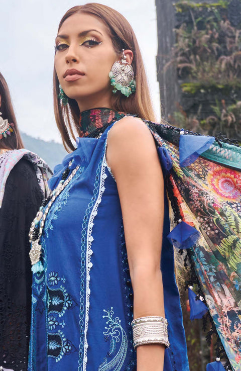 Ansab Jahangir - Zoha Luxury By Ansab Jahangir Embroidered Lawn Suit Unstitched 3 Piece AJZL24L 08 - Summer Collection - aubranz.com