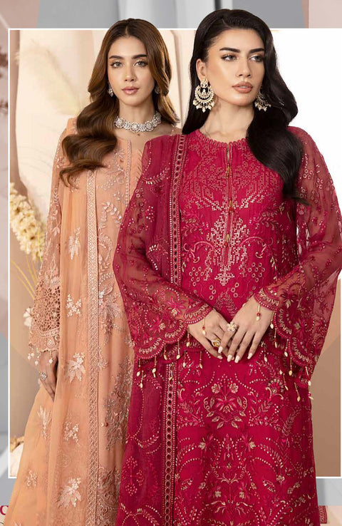 Lavish - Pareesa Chiffon Collection'24 By Lavish Embroidered Suit Unstithced 3 Piece - aubranz.com