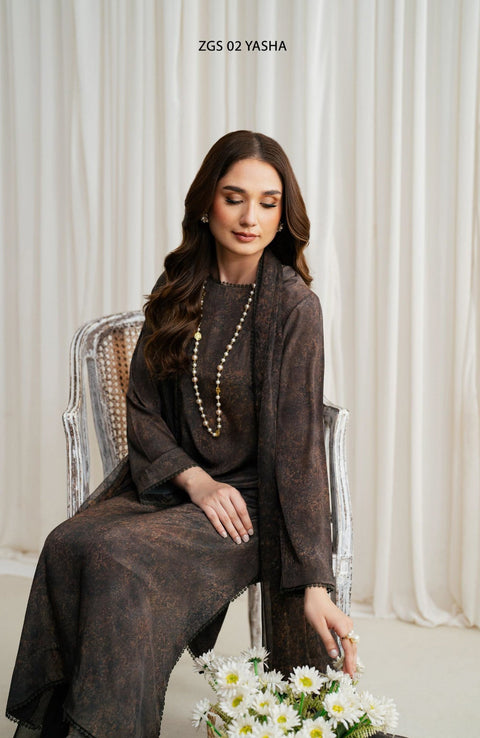 Zarif - Prints by Zarif Georgette Silk'24 Unstitched 3 Piece - WINTER COLLECTION - aubranz.com