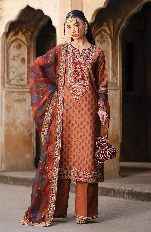 Xenia - Rumi Luxe'25 By Xenia Embroidered Chiffon Suit Unstitched 3 piece - Formal Collection - aubranz.com