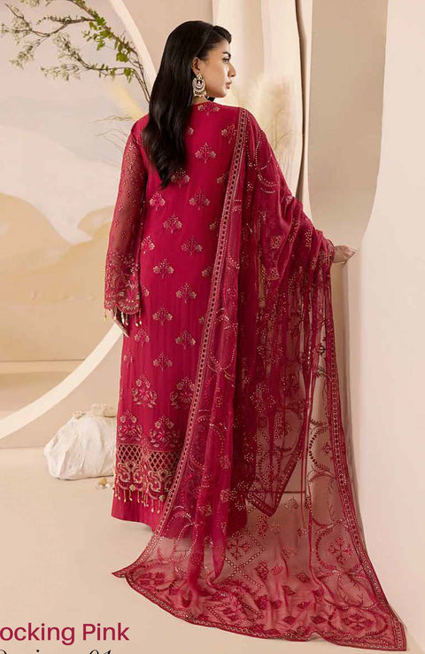 Lavish - Pareesa Chiffon Collection'24 By Lavish Embroidered Suit Unstithced 3 Piece - aubranz.com
