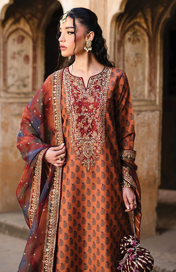 Xenia - Rumi Luxe'25 By Xenia Embroidered Chiffon Suit Unstitched 3 piece - Formal Collection - aubranz.com