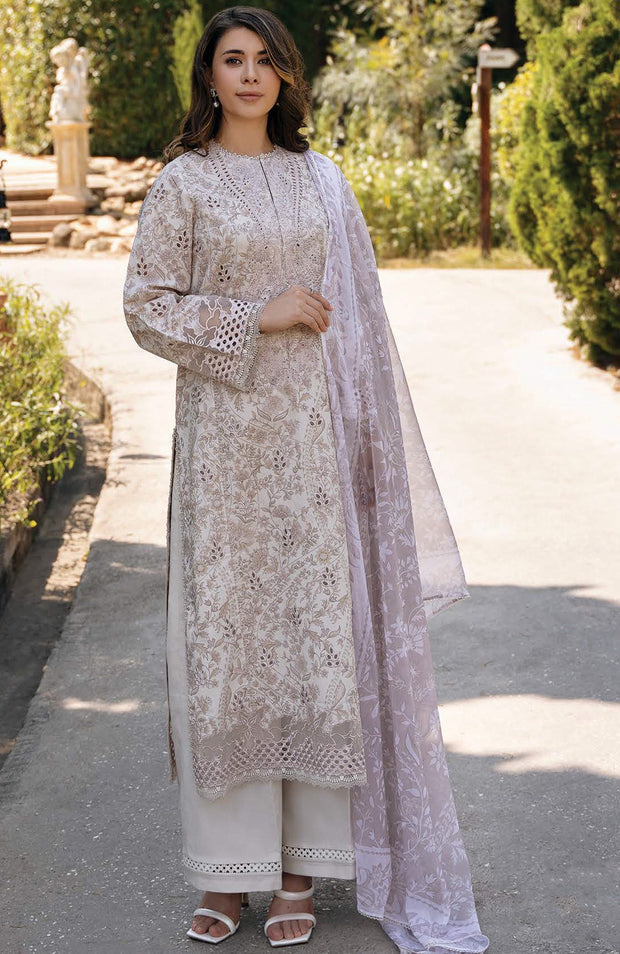 Afrozeh - Afrozeh Damask Lawn'25 Embroidered Suits Unstitched 3 Piece - Summer Collection - aubranz.com