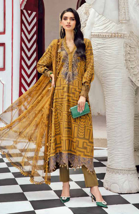Mariab - M Prints Intermix Fall Edit'25 By Maria B Embroidered Cambric Suits Unstitched 3 Piece - Winter Collection - aubranz.com