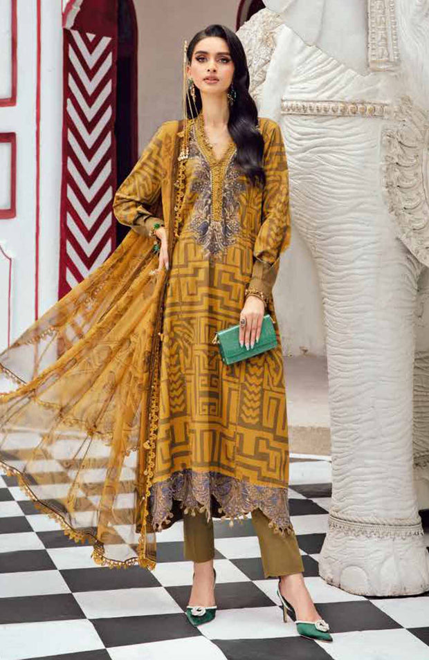 Mariab - M Prints Intermix Fall Edit'25 By Maria B Embroidered Cambric Suits Unstitched 3 Piece - Winter Collection - aubranz.com