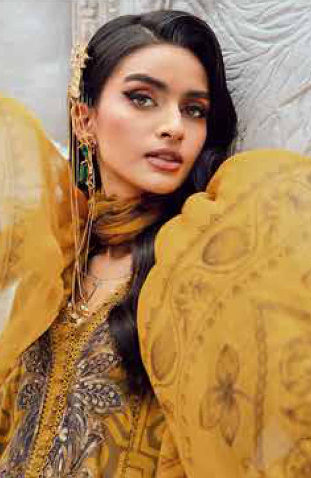 Mariab - M Prints Intermix Fall Edit'25 By Maria B Embroidered Cambric Suits Unstitched 3 Piece - Winter Collection - aubranz.com