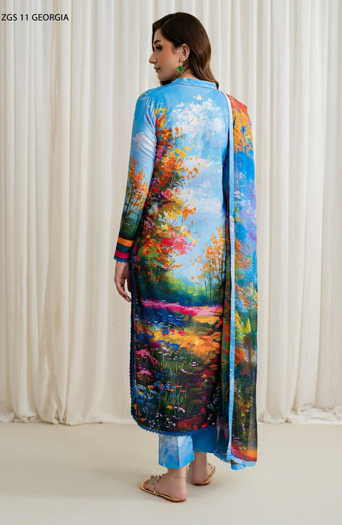 Zarif - Prints by Zarif Georgette Silk'24 Unstitched 3 Piece - WINTER COLLECTION - aubranz.com