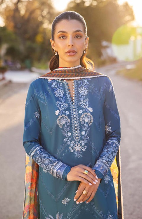 Zaha - Zaha Lawn Embroidered Lawn Suit Unstitched 3 Piece ZHL24L5B Summer Collection - aubranz.com