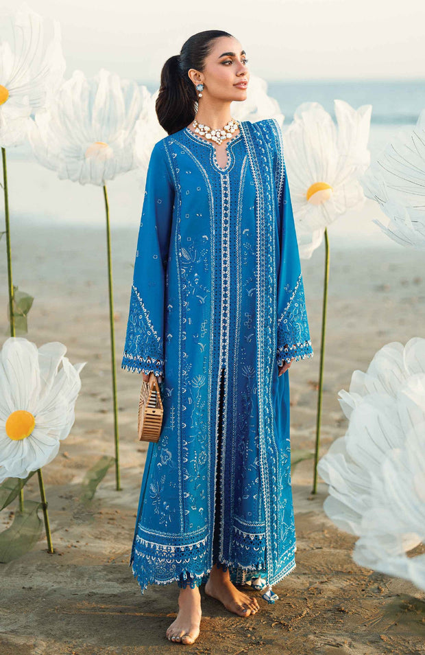 Qalamkar - Qalamkar Sahil Luxury Lawn'25 Embroidered Suit Unstitched 3 Piece - Summer Collection - aubranz.com