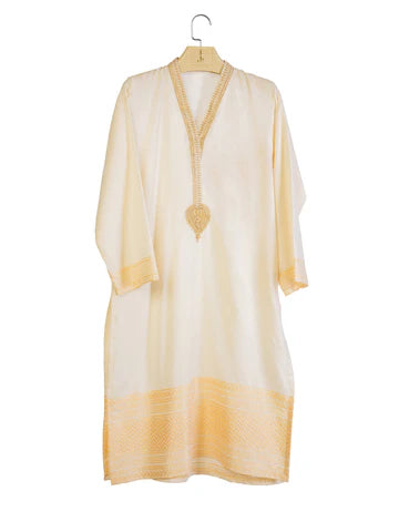 JACQUARD OFF WHITE KURTI - J. JUNAID JAMSHED SKU#KURTI3 aubranz.com