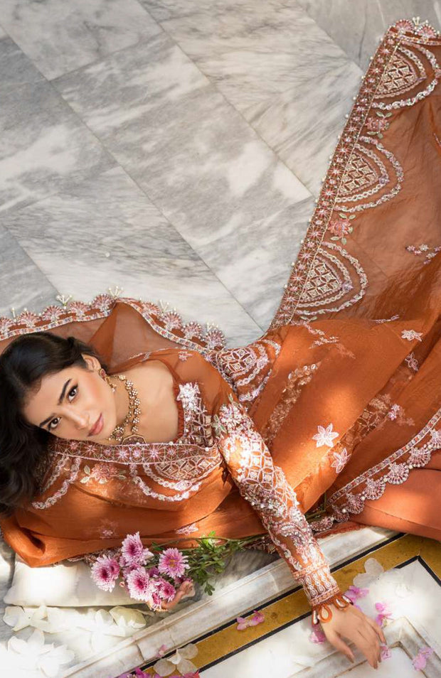 Elaf - Celebrations by Elaf Embroidered Organza Suit Unstitched 4 Piece - Formal Collection - aubranz.com
