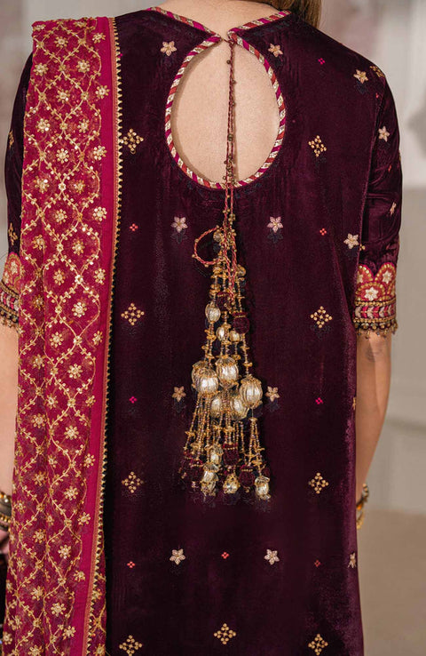 Baroque - EMBROIDERED VELVET COLLECTION'24 BY BAROQUE UNSTITCHED 3 PIECE SUIT WINTER COLLECTION - aubranz.com