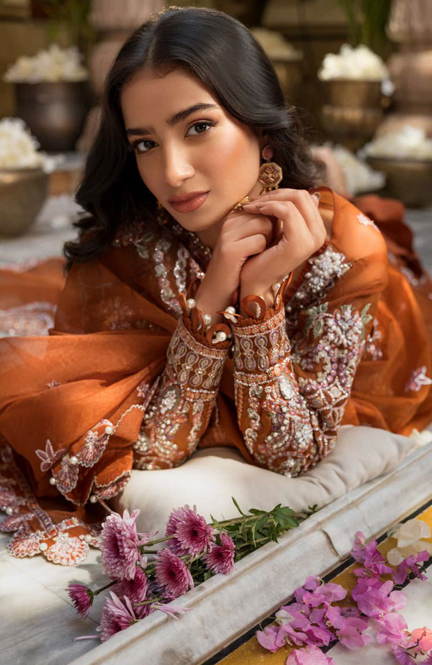 Elaf - Celebrations by Elaf Embroidered Organza Suit Unstitched 4 Piece - Formal Collection - aubranz.com