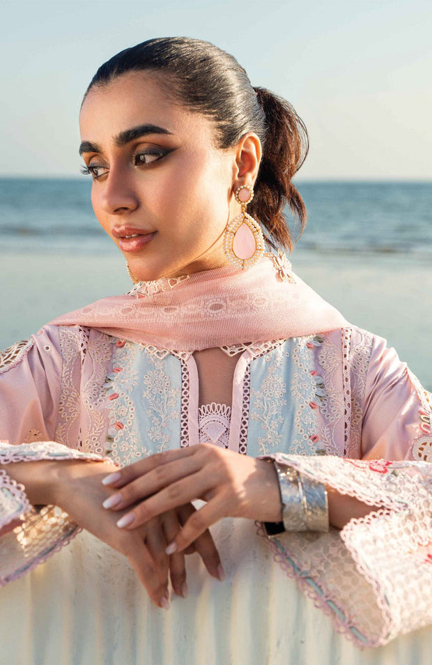 Qalamkar - Qalamkar Sahil Luxury Lawn'25 Embroidered Suit Unstitched 3 Piece - Summer Collection - aubranz.com