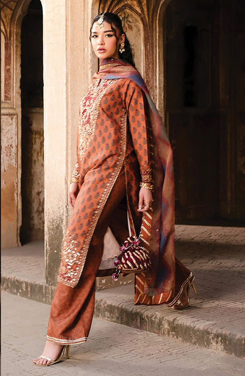 Xenia - Rumi Luxe'25 By Xenia Embroidered Chiffon Suit Unstitched 3 piece - Formal Collection - aubranz.com