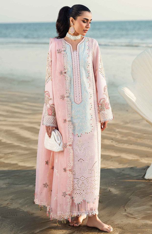 Qalamkar - Qalamkar Sahil Luxury Lawn'25 Embroidered Suit Unstitched 3 Piece - Summer Collection - aubranz.com