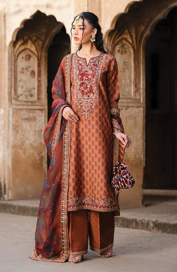 Xenia - Rumi Luxe'25 By Xenia Embroidered Chiffon Suit Unstitched 3 piece - Formal Collection - aubranz.com