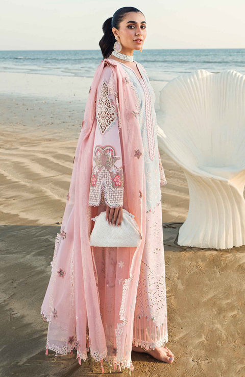 Qalamkar - Qalamkar Sahil Luxury Lawn'25 Embroidered Suit Unstitched 3 Piece - Summer Collection - aubranz.com