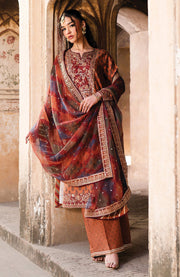 Xenia - Rumi Luxe'25 By Xenia Embroidered Chiffon Suit Unstitched 3 piece - Formal Collection - aubranz.com