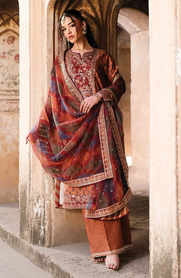 Xenia - Rumi Luxe'25 By Xenia Embroidered Chiffon Suit Unstitched 3 piece - Formal Collection - aubranz.com