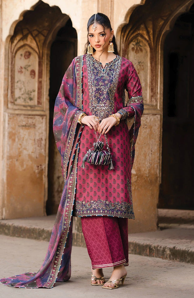 Xenia - Rumi Luxe'25 By Xenia Embroidered Chiffon Suit Unstitched 3 piece - Formal Collection - aubranz.com