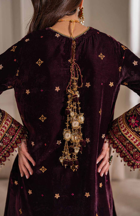 Baroque - EMBROIDERED VELVET COLLECTION'24 BY BAROQUE UNSTITCHED 3 PIECE SUIT WINTER COLLECTION - aubranz.com