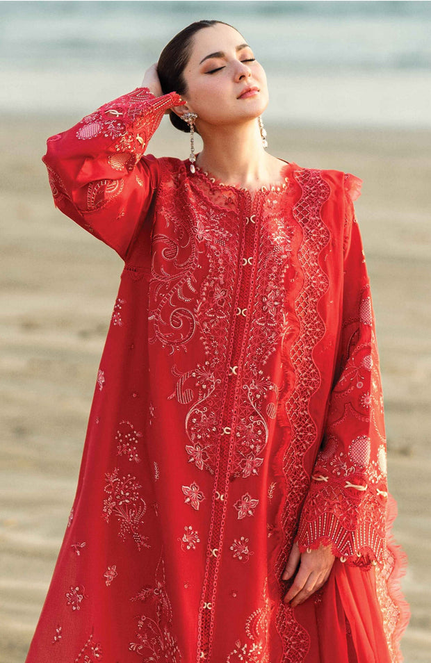 Qalamkar - Qalamkar Sahil Luxury Lawn'25 Embroidered Suit Unstitched 3 Piece - Summer Collection - aubranz.com