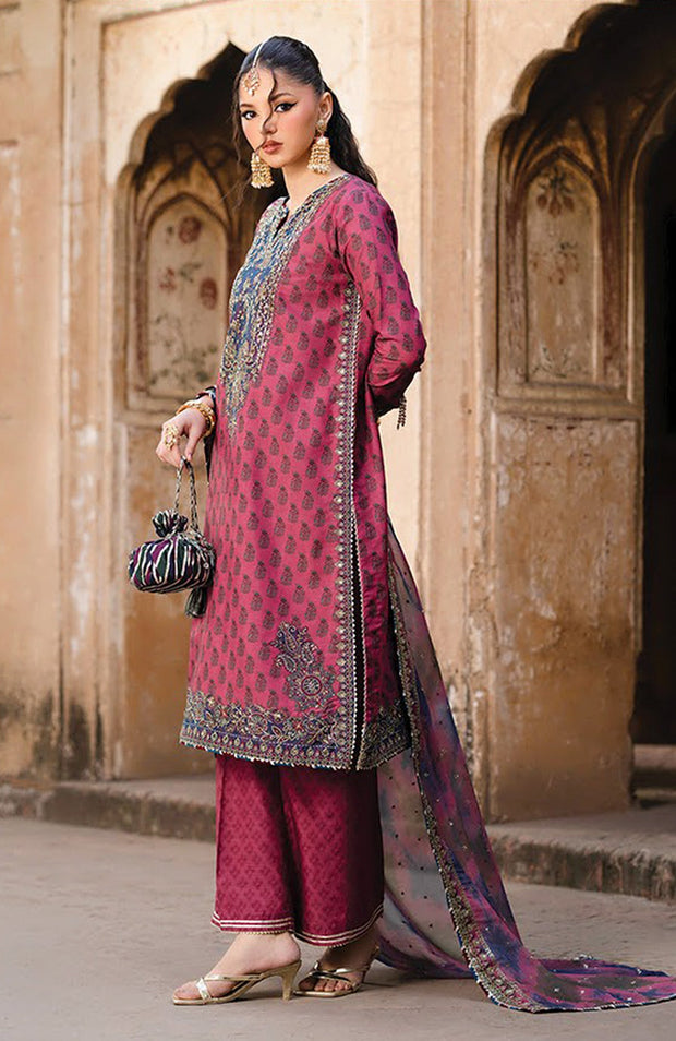 Xenia - Rumi Luxe'25 By Xenia Embroidered Chiffon Suit Unstitched 3 piece - Formal Collection - aubranz.com