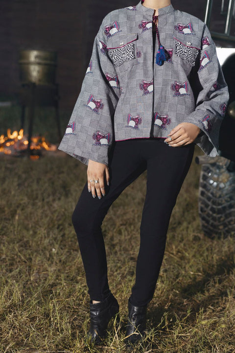 BLENDED BLACK  WHITE JACKET - ALMIRAH &nbsp;SKU#J4 aubranz.com