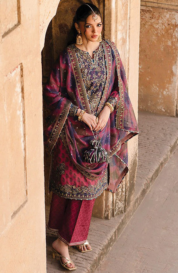 Xenia - Rumi Luxe'25 By Xenia Embroidered Chiffon Suit Unstitched 3 piece - Formal Collection - aubranz.com
