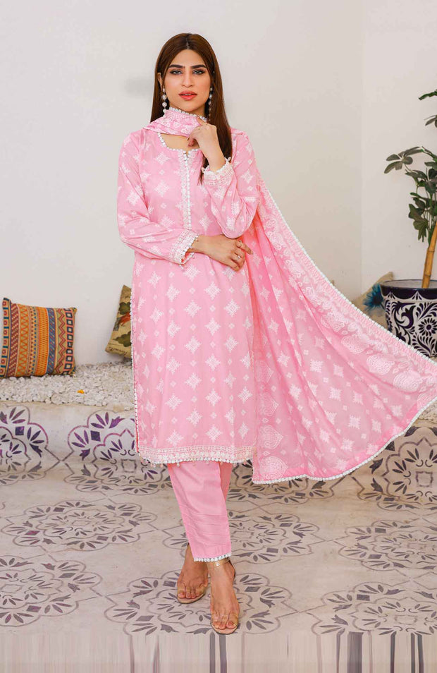 Abtextiles - Meerub Ikat Wrinkle Free Collection'25 By Ab Textiles Embroidered Lawn Suit Unstitched 3 Piece - Summer Collection - aubranz.com