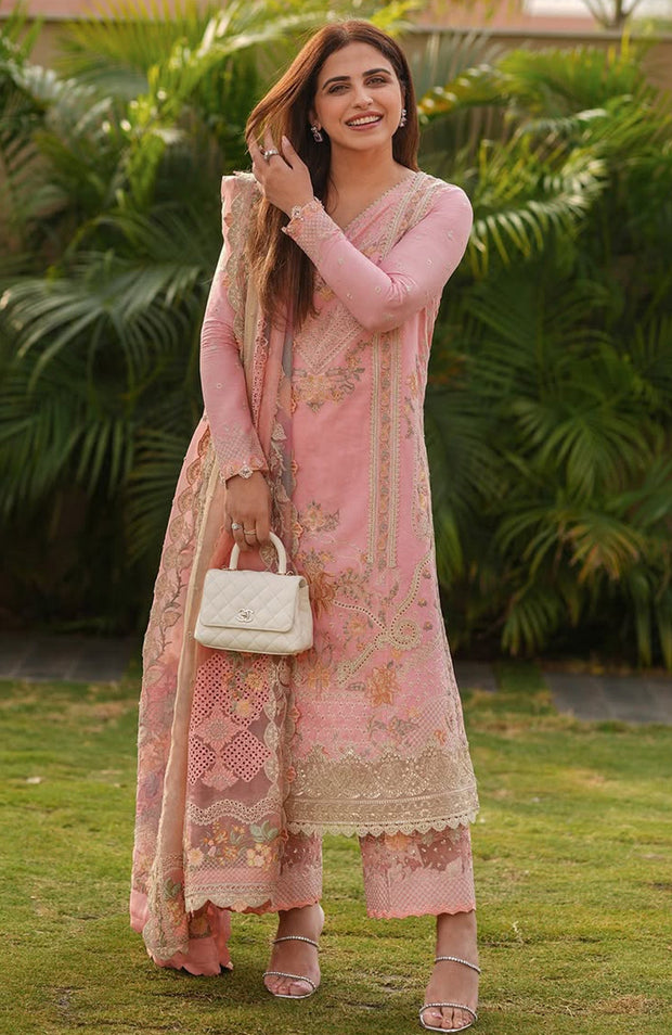 Faizasaqlain - FAIZA SAQLAIN ZINNIA LUXURY LAWN'25 EMBROIDERED SUITS UNSTITCHED 3 PIECE - SUMMER COLLECTION - aubranz.com